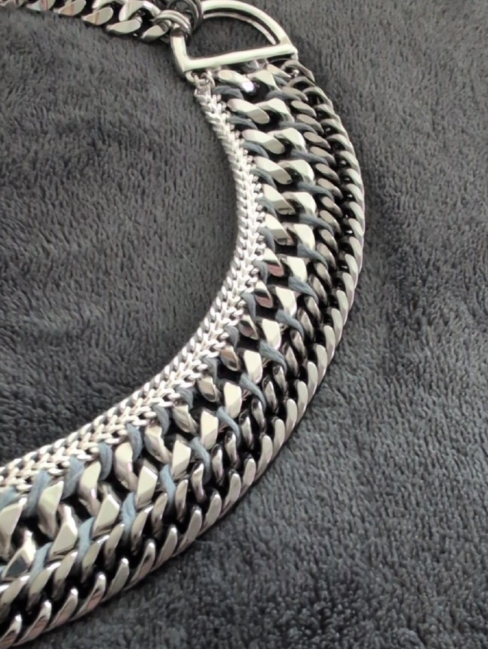 Rare Stella And Dot "Femme Fatale" Silver Multi-Row Chain Statement Necklace - Picture 2 of 4